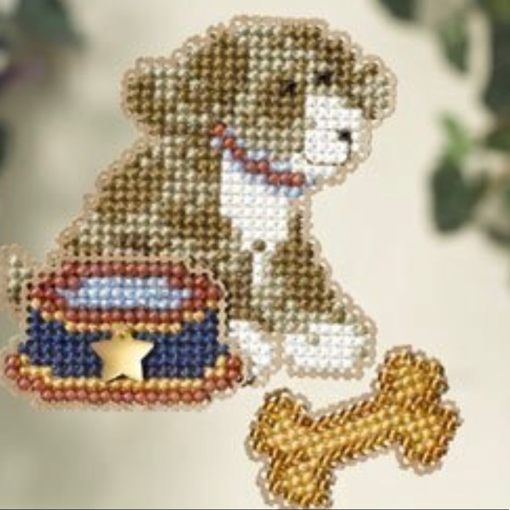 Dog beaded cross stitch kit. New.